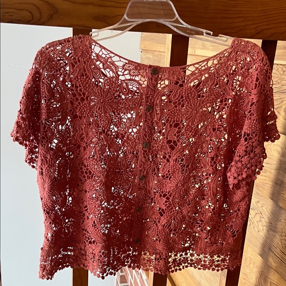 Double Zero Crochet Lace Crop Top - soft pink - Picture 3 of 3